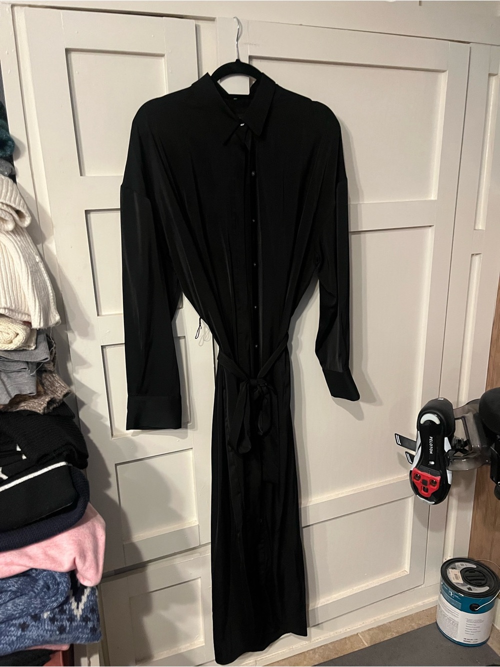 Banana Republic Black Maxi Shirt Dress with Tie Waist